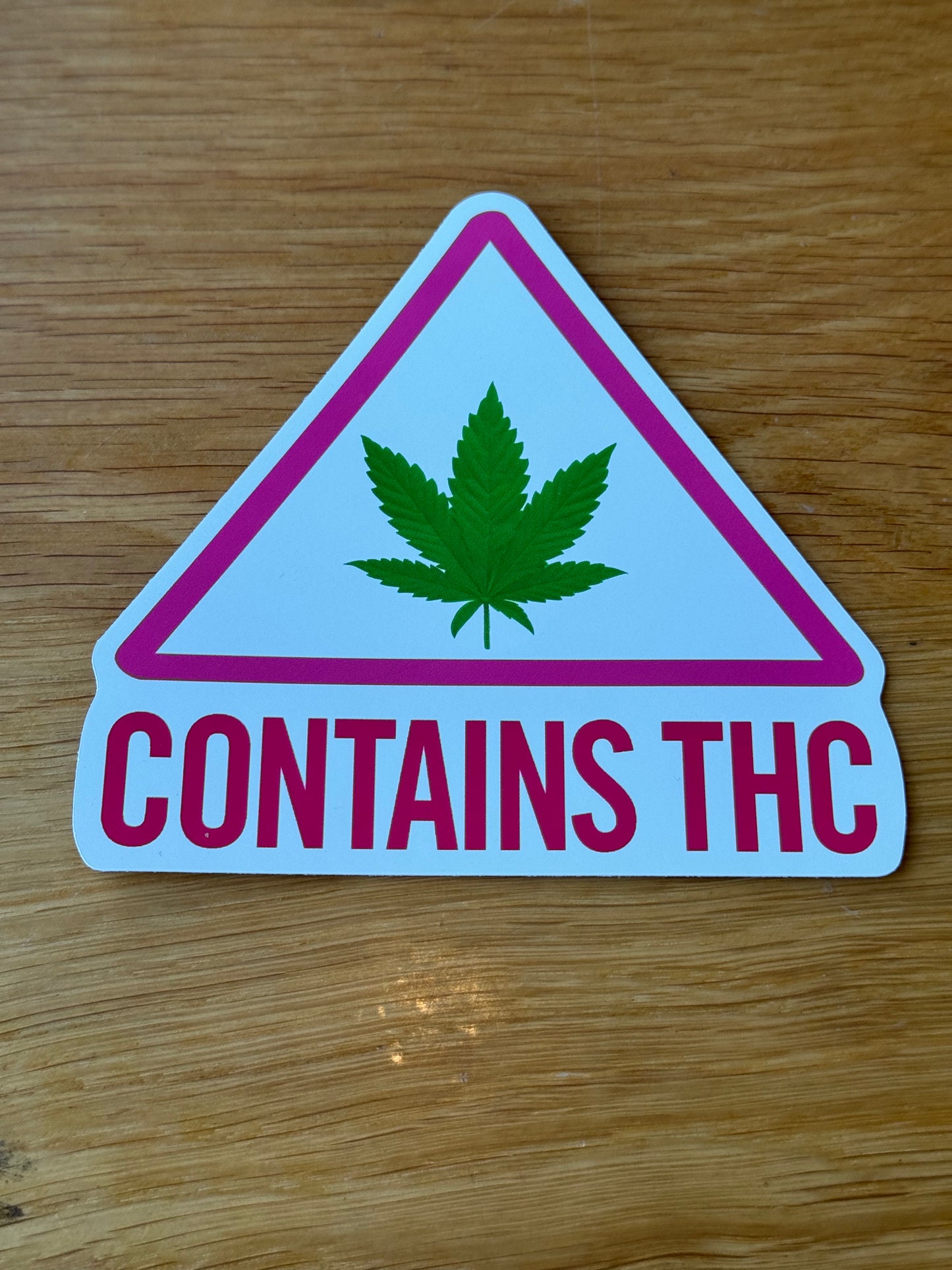 "Contains THC" Sticker (Pink)