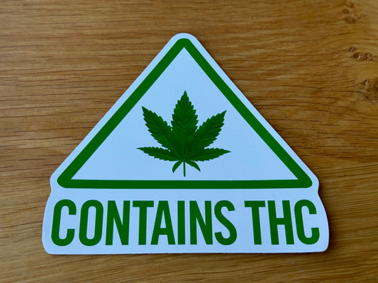 "Contains THC" Sticker (Green)