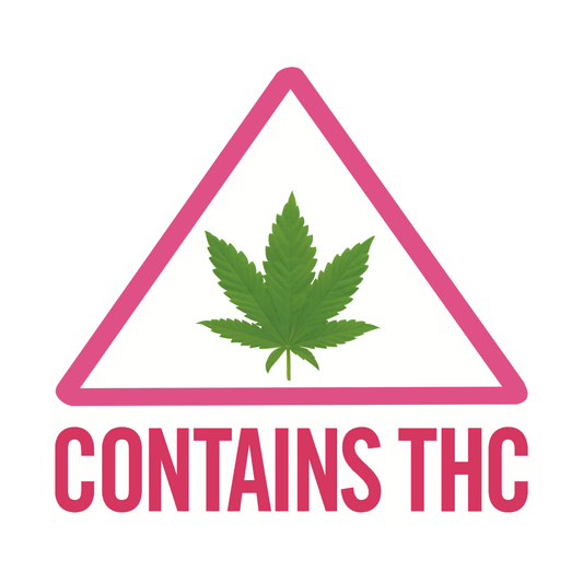 "Contains THC" Sticker (Pink)